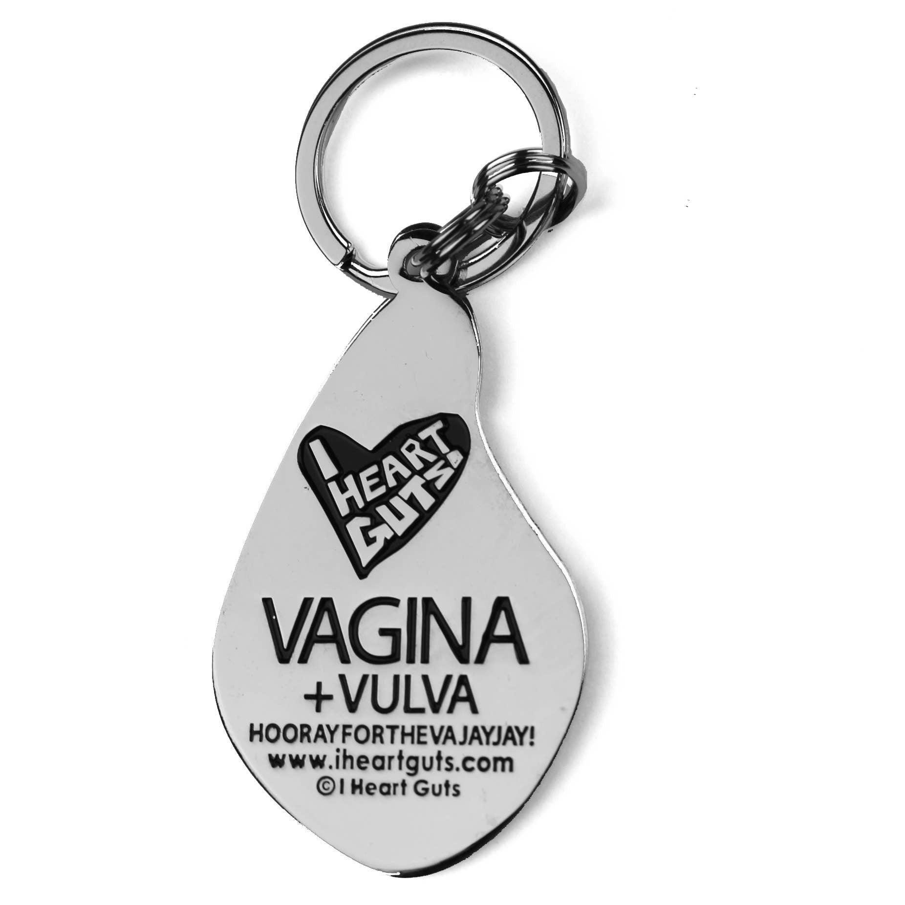 Vagina+Vulva Schlüsselanhänger mit glitzerndem Klitoris - Schöner Bluten.