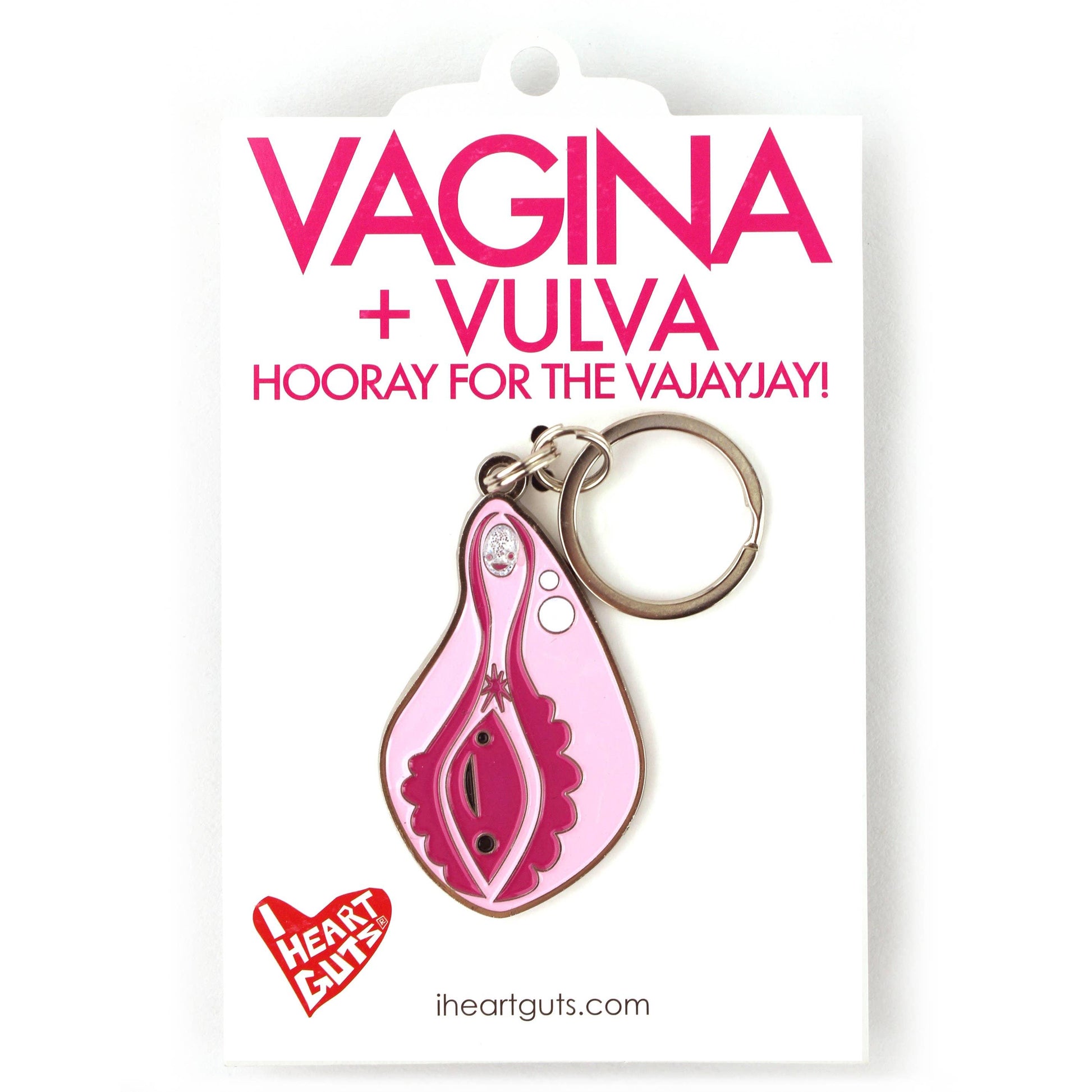 Vagina+Vulva Schlüsselanhänger mit glitzerndem Klitoris - Schöner Bluten.