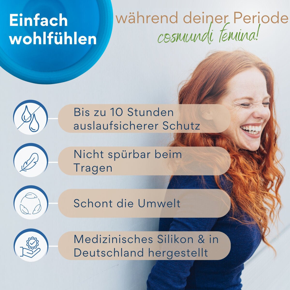 Cosmundi Blue Menstruationsscheibe - La Blutique CosmundiMenstruationsscheibe Berlin