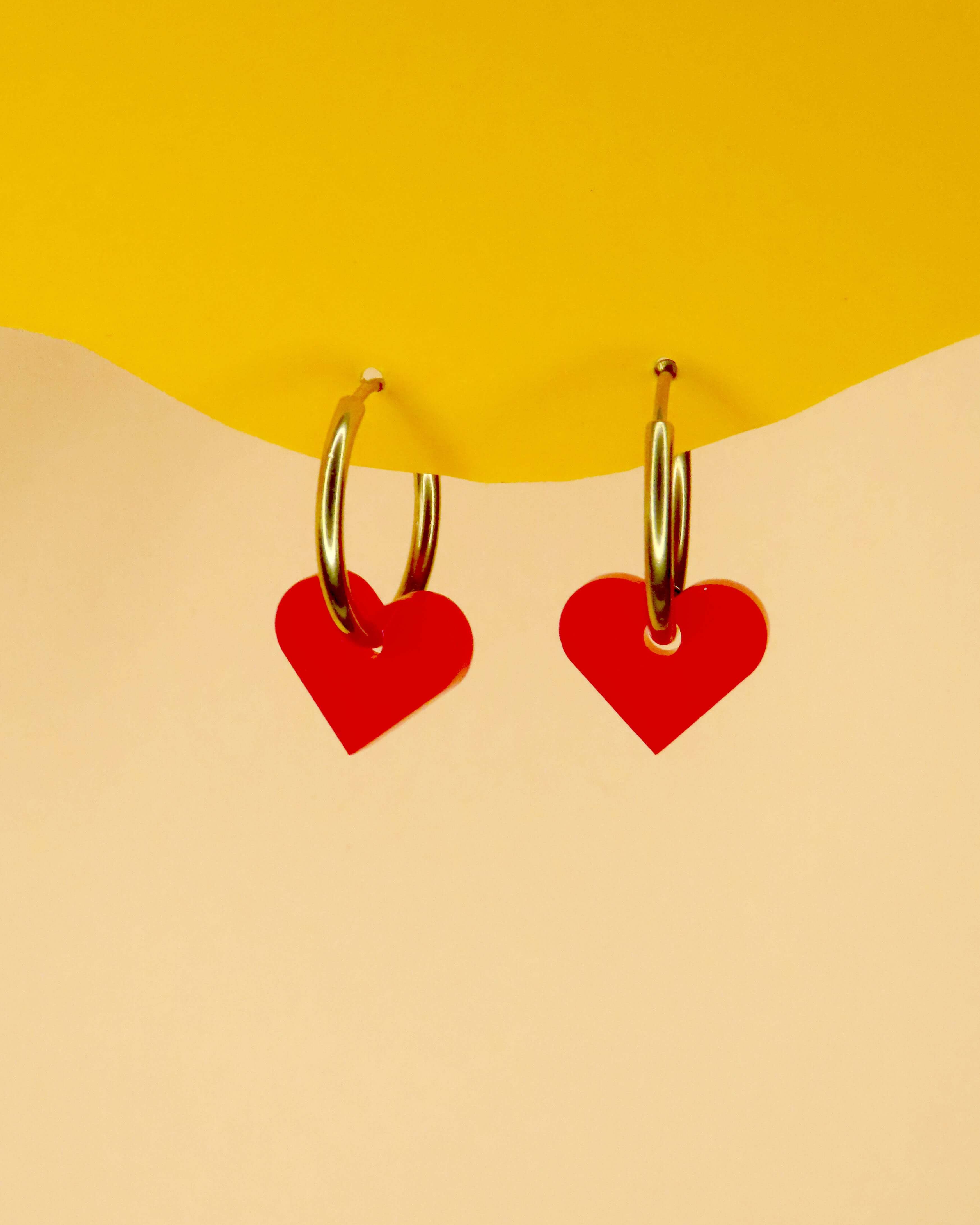 Dopamine Love Herz Creolen - rot - La Blutique niemalsmehrohneCreolen Berlin