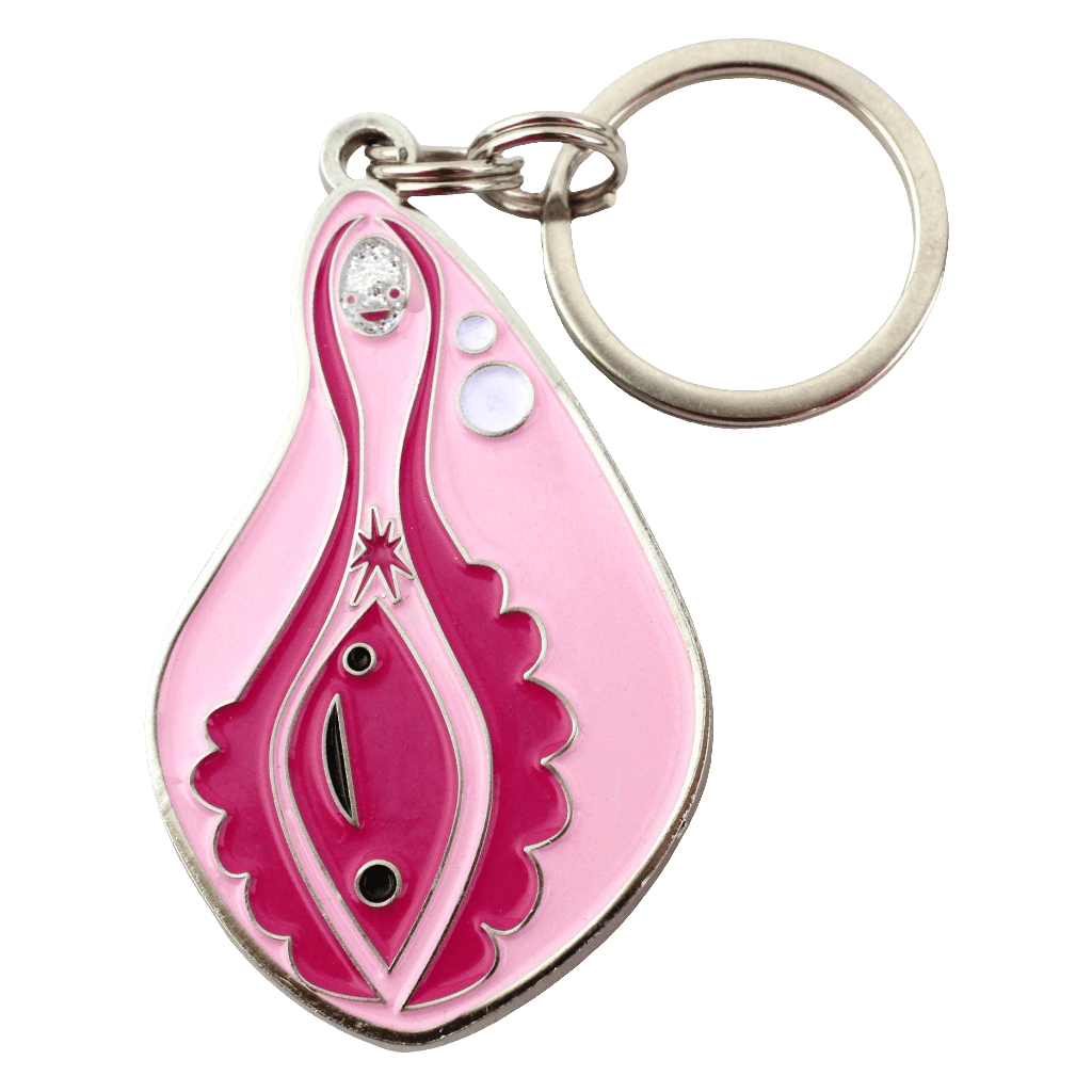 Vagina+Vulva Schlüsselanhänger mit glitzernder Klitorisperle - La Blutique I Heart GutsAccessoire Berlin